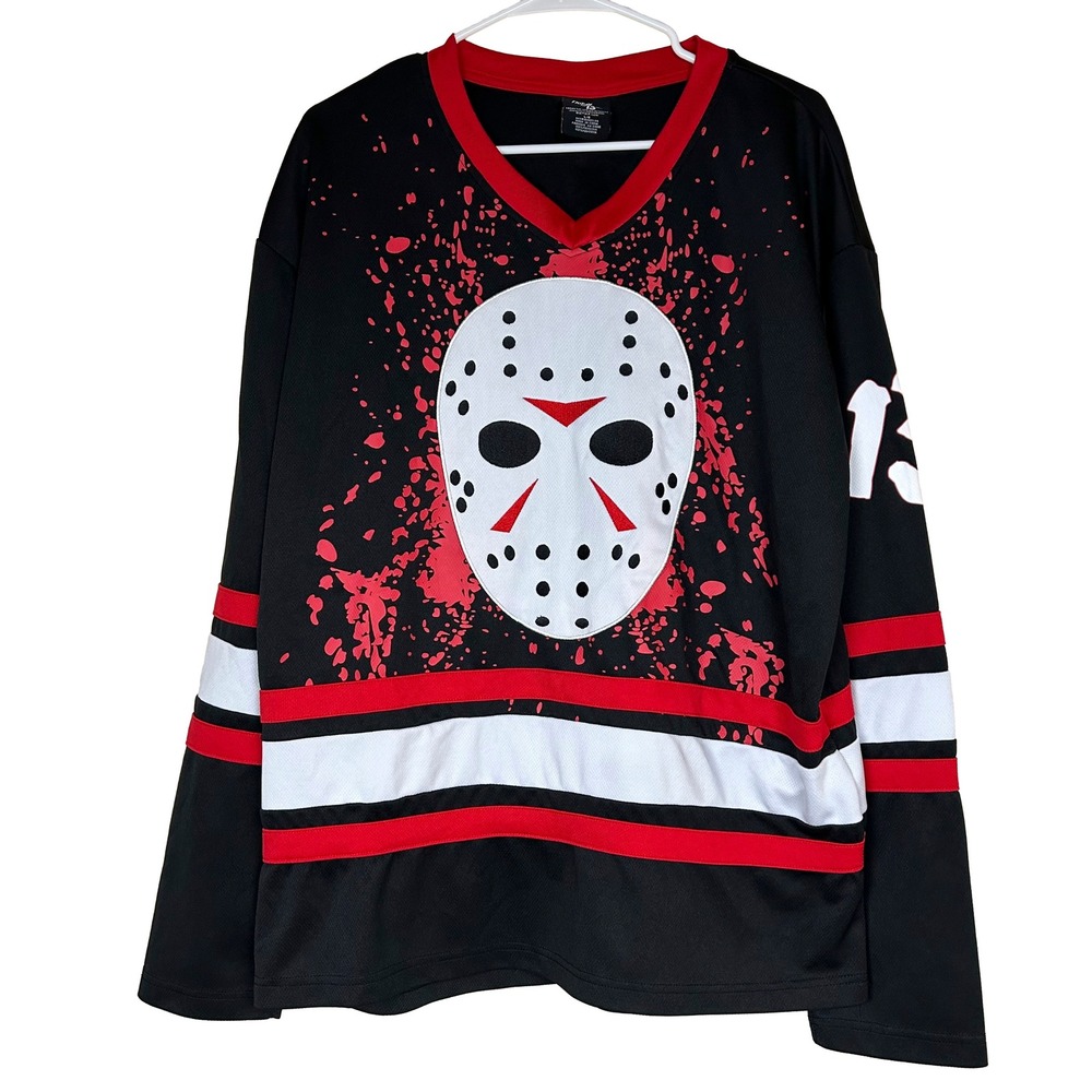 EUC Men's Friday The 13th Jason Voorhees Hockey Jersey Halloween Size Large L